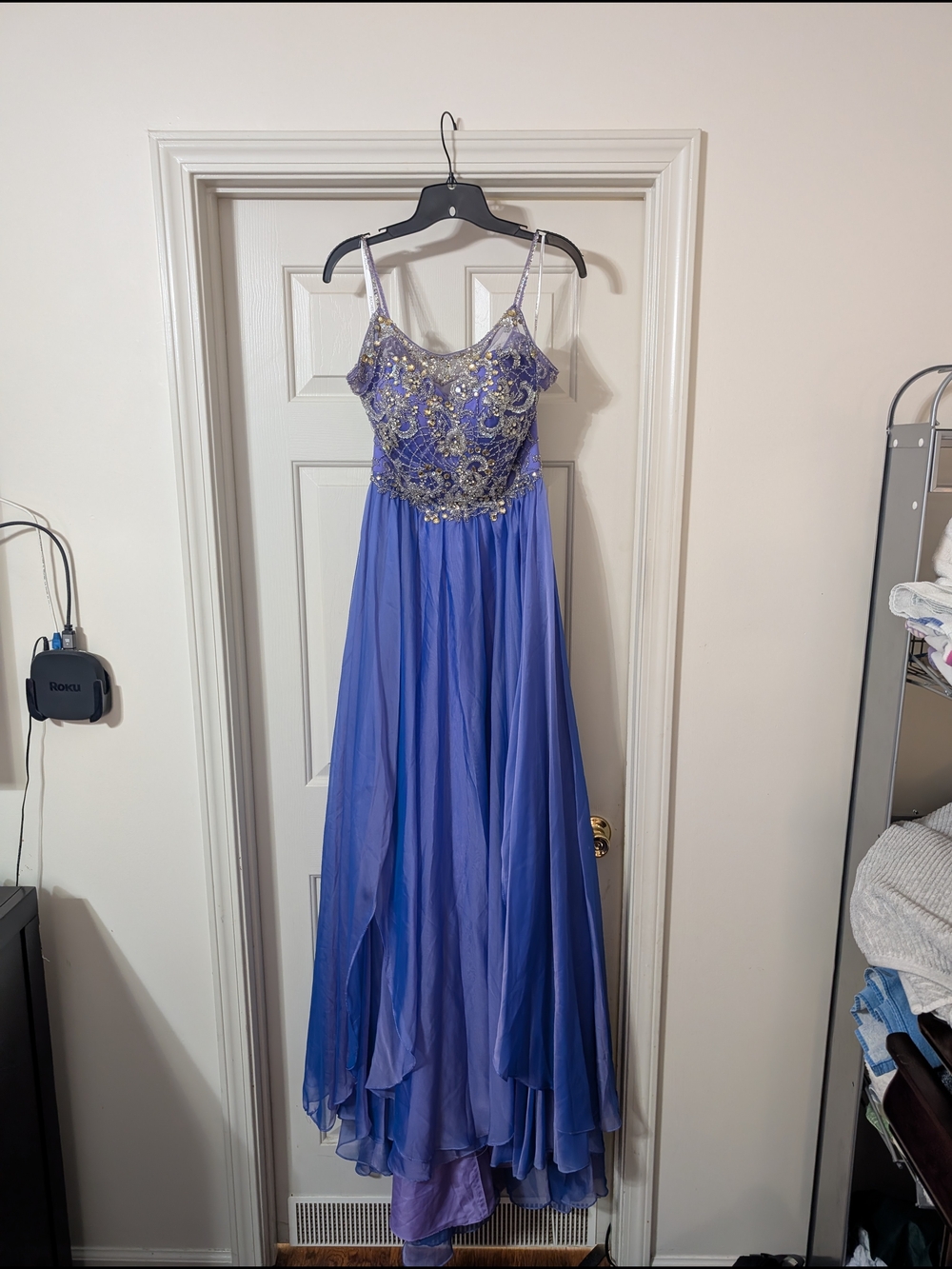 Rachel Allan Off-Shoulder Lavender Evening Gown - Picture 9 of 12